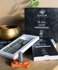 Pack of 15 Natural Incense Smudge Bricks and Burner - Black Wood