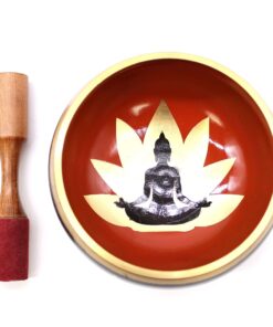 Alternative view of Lrg Buddha Singing Bowl Set- Black/Orange 14cm