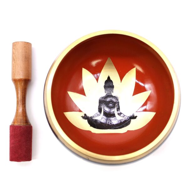 Lrg Buddha Singing Bowl Set- Black/Orange 14cm - Image 2
