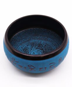 Alternative view of Earth Powder Singing Bowl - Blue Mantra Five Buddha - 16cm