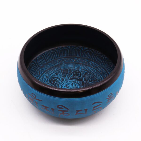 Earth Powder Singing Bowl - Blue Mantra Five Buddha - 16cm - Image 2