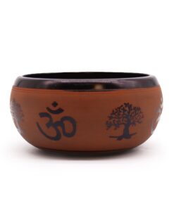 Earth Powder Singing Bowl - Clay Om Buddha - 16cm
