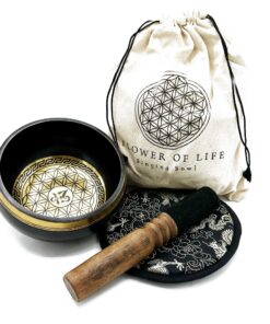 Hand Beaten & Engraved Singing Bowl Gift Set - 14cm - Flower of Life