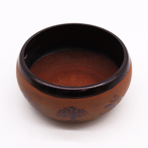 Earth Powder Singing Bowl - Clay Om  Buddha - 16cm - Image 2