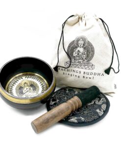 Hand Beaten & Engraved Singing Bowl Gift Set - 14cm - Teachings Buddha