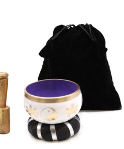 Alternative view of Yin & Yang Singing Bowl Set- White/Purple 10.7cm