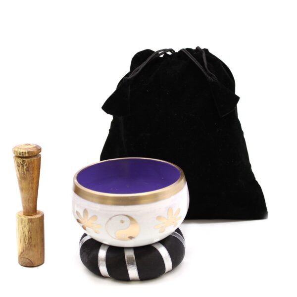 Yin & Yang Singing Bowl Set- White/Purple 10.7cm - Image 2