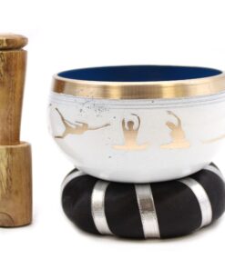 Yoga Moves Singing Bowl Set- White/Blue 10.7cm