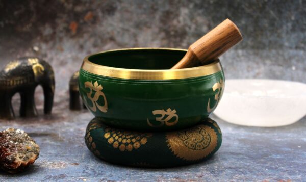 Lrg Tree of Life Singing Bowl Set- Green 14cm - Image 5