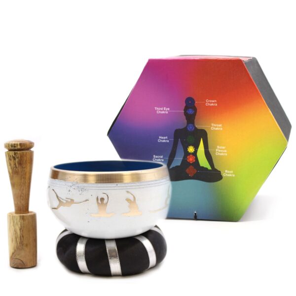 Yoga Moves Singing Bowl Set- White/Blue 10.7cm - Image 6
