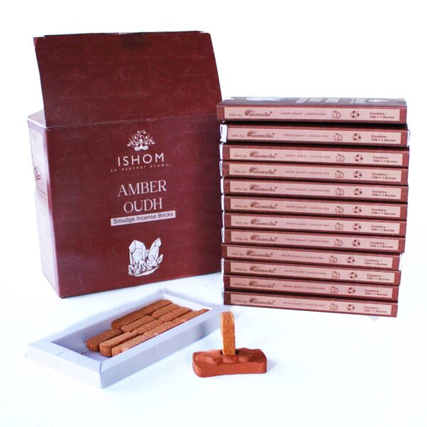 Pack of 15 Natural Incense Smudge Bricks and Burner - Amber Wood - Image 2