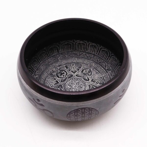 Earth Powder Singing Bowl - Om Five Buddha - 16cm - Image 3