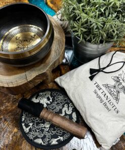 Alternative view of Hand Beaten & Engraved Singing Bowl Gift Set - 14cm - Lotus Flower