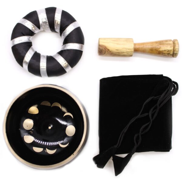 Moon Phase Singing Bowl Set- Black 10.7cm - Image 5