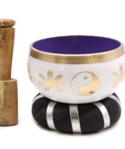 Yin & Yang Singing Bowl Set- White/Purple 10.7cm