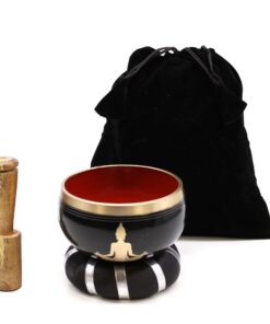 Alternative view of Buddha Singing Bowl Set- Black/Orange 10.7cm