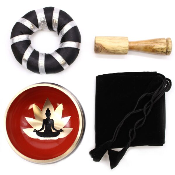 Buddha Singing Bowl Set- Black/Orange 10.7cm - Image 3