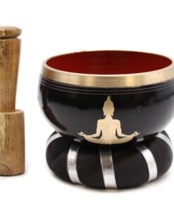 Buddha Singing Bowl Set- Black/Orange 10.7cm