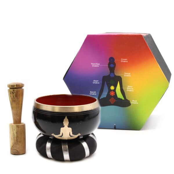 Buddha Singing Bowl Set- Black/Orange 10.7cm - Image 5