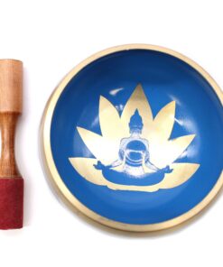 Lrg Yoga Moves Singing Bowl Set- White/Blue 14cm