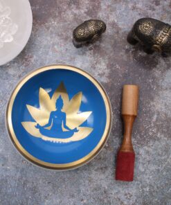 Alternative view of Lrg Yoga Moves Singing Bowl Set- White/Blue 14cm