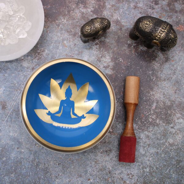 Lrg Yoga Moves Singing Bowl Set- White/Blue 14cm - Image 2