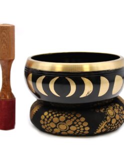 Lrg Moon Phase Singing Bowl Set- Black 14cm