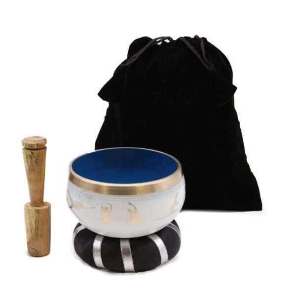 Yoga Moves Singing Bowl Set- White/Blue 10.7cm - Image 2