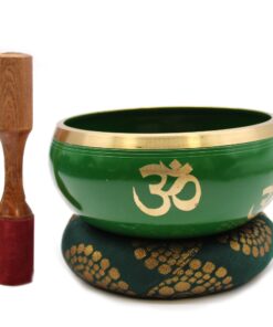 Lrg Tree of Life Singing Bowl Set- Green 14cm