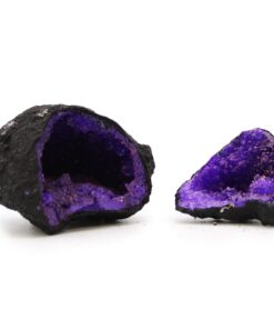 Coloured Calsite Geodes - Black Rock - Purple