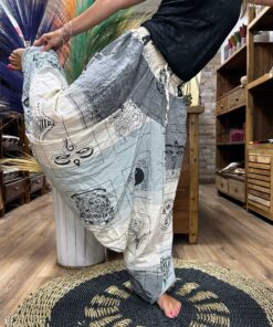 Yoga and Festival Pants - Aladdin Himalayan Print on Grey