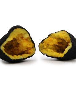Coloured Calsite Geodes - Black Rock - Yellow