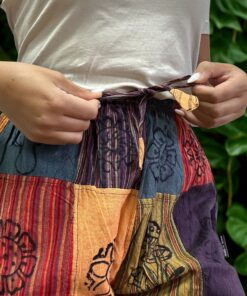 Nomad Sari - Mushroom Pants - Block Print Designs - Orange Tones S/M