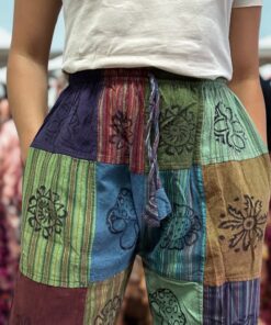 Alternative view of Nomad Sari - Mushroom Pants - Block Print Designs -Green Tones S/M