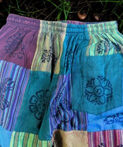 Nomad Sari - Mushroom Pants - Block Print Designs -Green Tones S/M