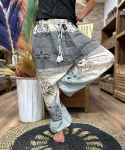 Yoga and Festival Pants - High Cross Himalayan Print on Grey