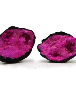 Coloured Calsite Geodes - Black Rock - Dark Red / Pink