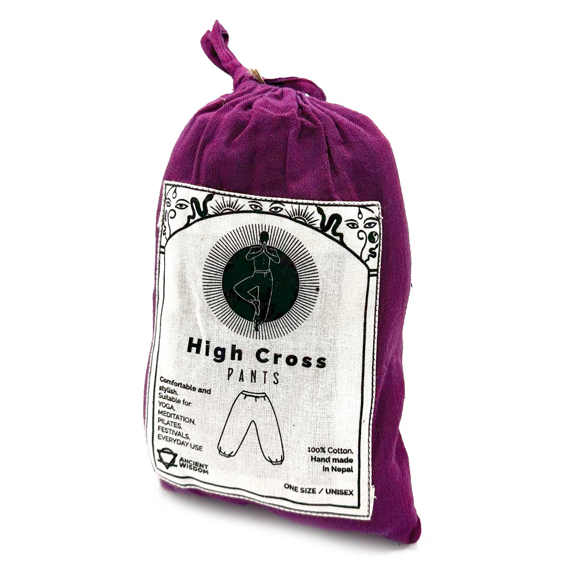 Yoga and Festival Pants - High Cross Himalayan Print on Purple - Image 3