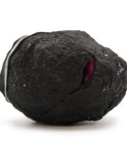 Alternative view of Coloured Calsite Geodes - Black Rock - Dark Red / Pink