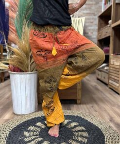 Yoga and Festival Pants - High Cross Himalayan Print on Orange