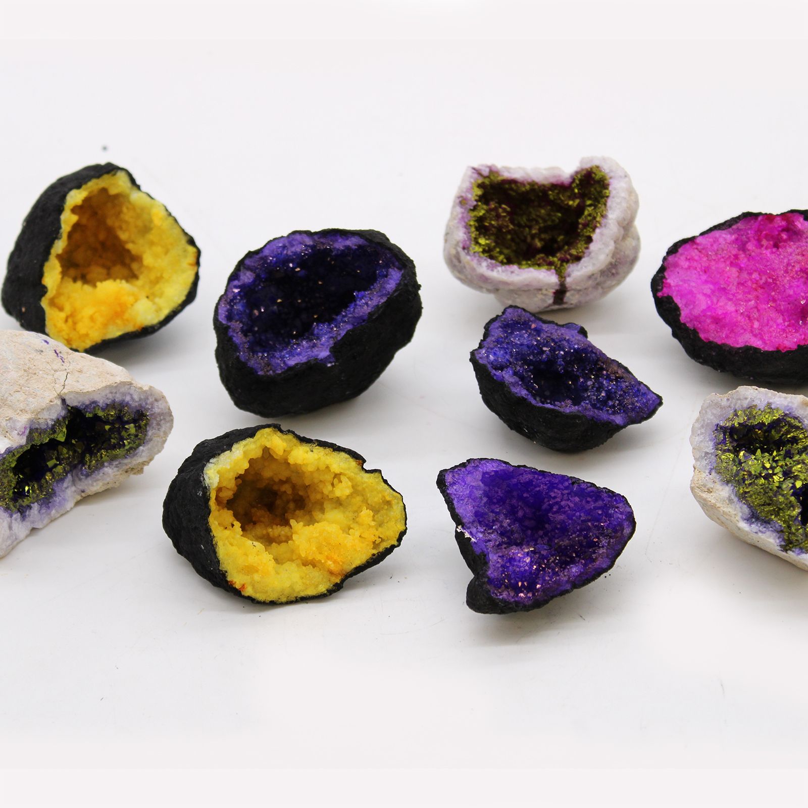 Coloured Calsite Geodes - Black Rock - Yellow - Image 3