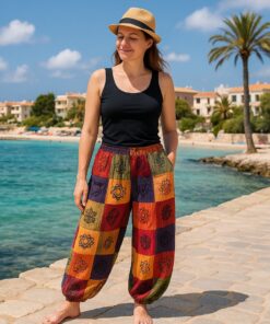 Alternative view of Nomad Sari - Mushroom Pants - Block Print Designs - Orange Tones S/M