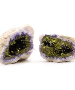 Coloured Calsite Geodes - Natural Rock - Purple & Gold