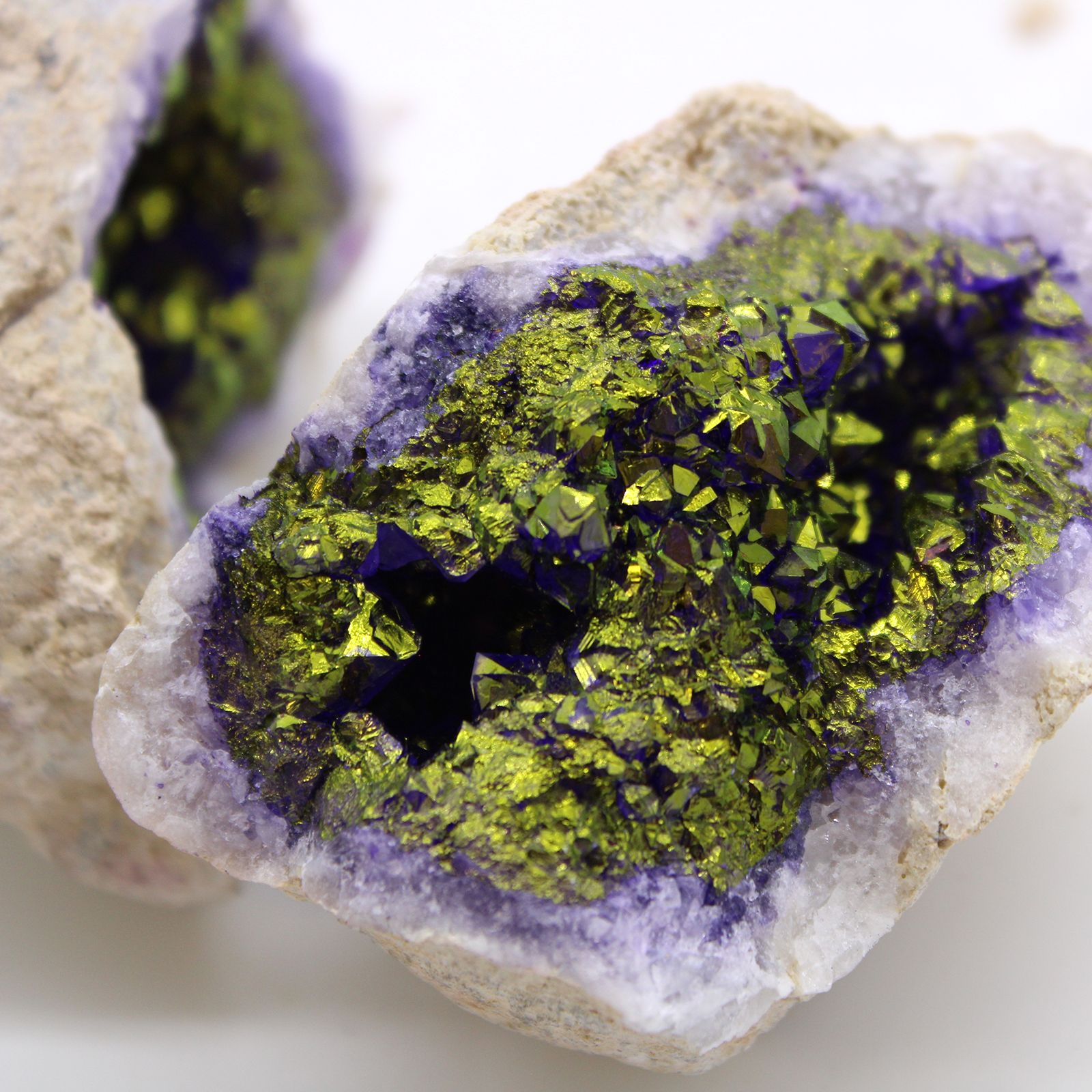 Coloured Calsite Geodes - Natural Rock - Purple & Gold - Image 2