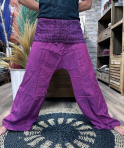 Alternative view of Yoga and Festival Pants - Thai Fisherman Mandala Mantra on Purple