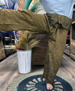 Yoga and Festival Pants - Thai Fisherman  Mandala Mantra on Orange
